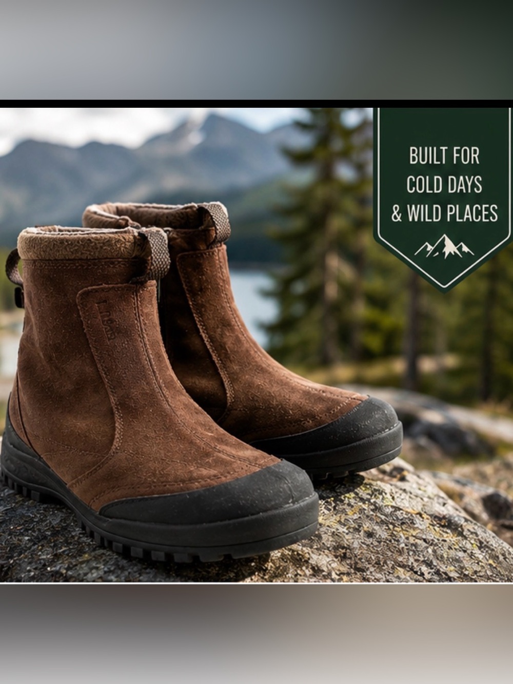 L.L.Bean PrimaLoft 100g Insulated Suede Boots Men’s 11 Wide Brown Side Zip